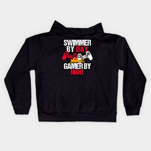 Swimmer By Day Gamer By Night Kids Hoodie